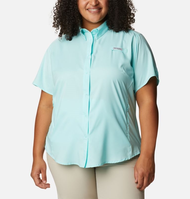 Women\'s Columbia PFG Tamiami II Short Sleeve Shirts Turquoise | Plus Size CA-E1L50